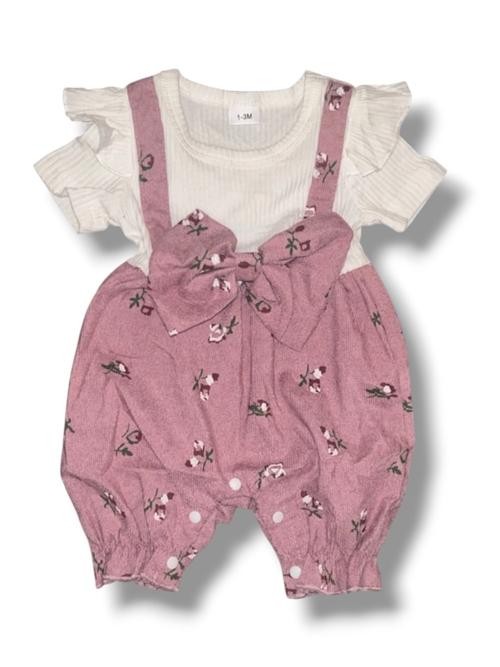Little Good Humans (1-3 months) Baby Corduroy Ditsy Floral Pink Romper